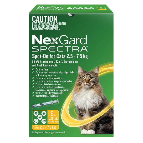 NexGard Spectra Spot On For Cats 2.5-7.5kg 6 pack ( Orange )