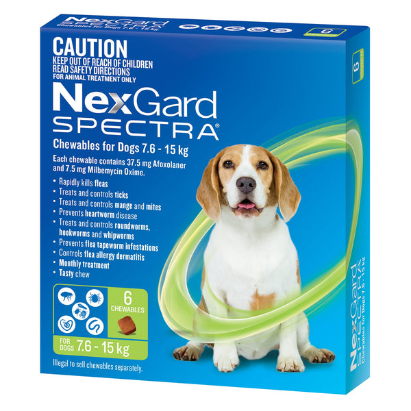 NexGard Dog Spectra Chewable 7.6-15kg 6 Pack ( Green )