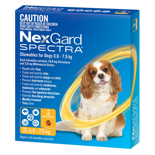 NexGard Dog Spectra Chewable 3.6-7.5 kg 3 pack ( Yellow )
